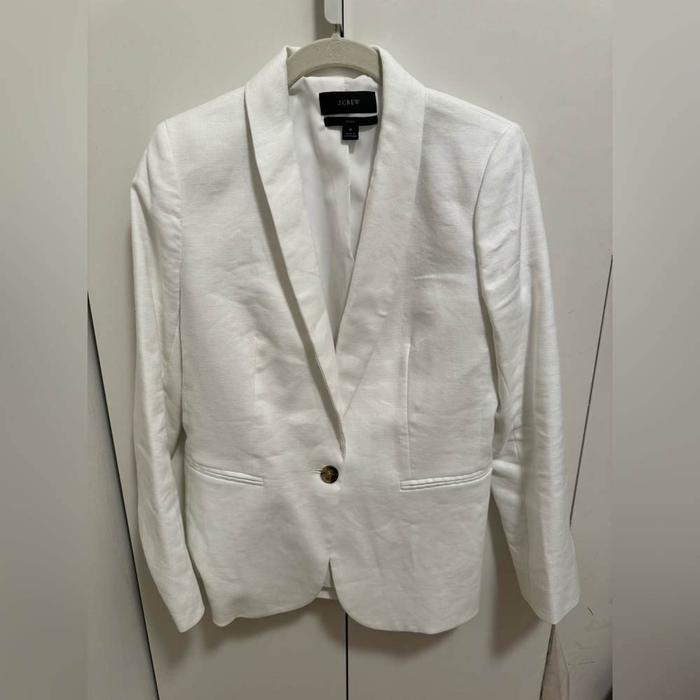 J Crew white linen blazer